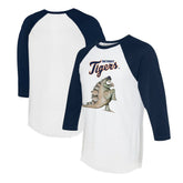 Detroit Tigers Tiny Turnip Unisex Stega 3/4-Sleeve Raglan T-Shirt White/Navy