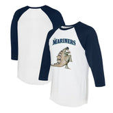 Seattle Mariners Tiny Turnip Unisex Stega 3/4-Sleeve Raglan T-Shirt White/Navy