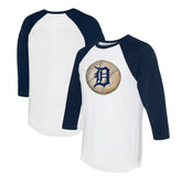 Detroit Tigers Tiny Turnip Unisex Stitched Baseball 3/4-Sleeve Raglan T-Shirt White/Navy