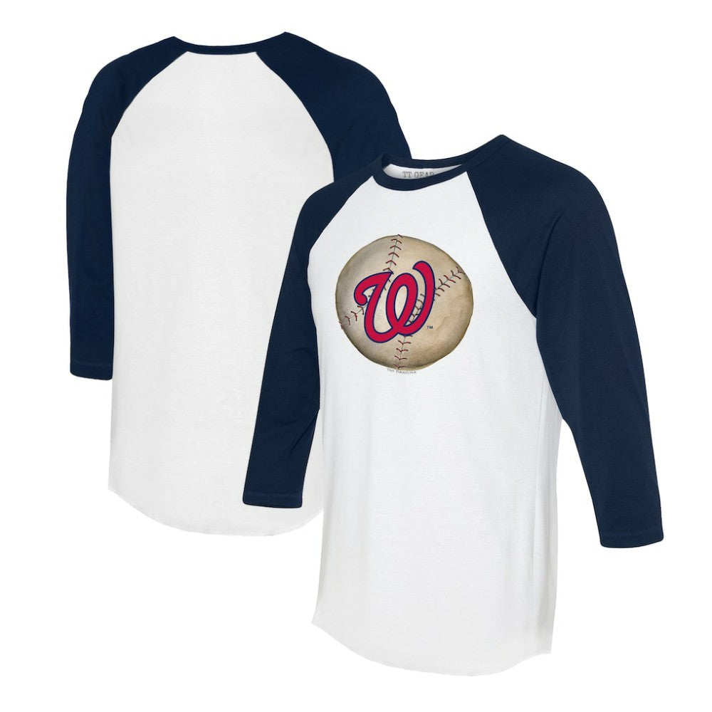 Washington Nationals Tiny Turnip Unisex Stitched Baseball 3/4-Sleeve Raglan T-Shirt White/Navy