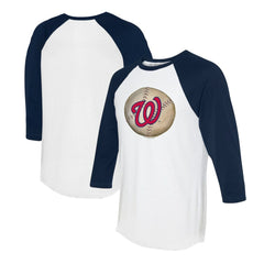 Washington Nationals Tiny Turnip Unisex Stitched Baseball 3/4-Sleeve Raglan T-Shirt White/Navy