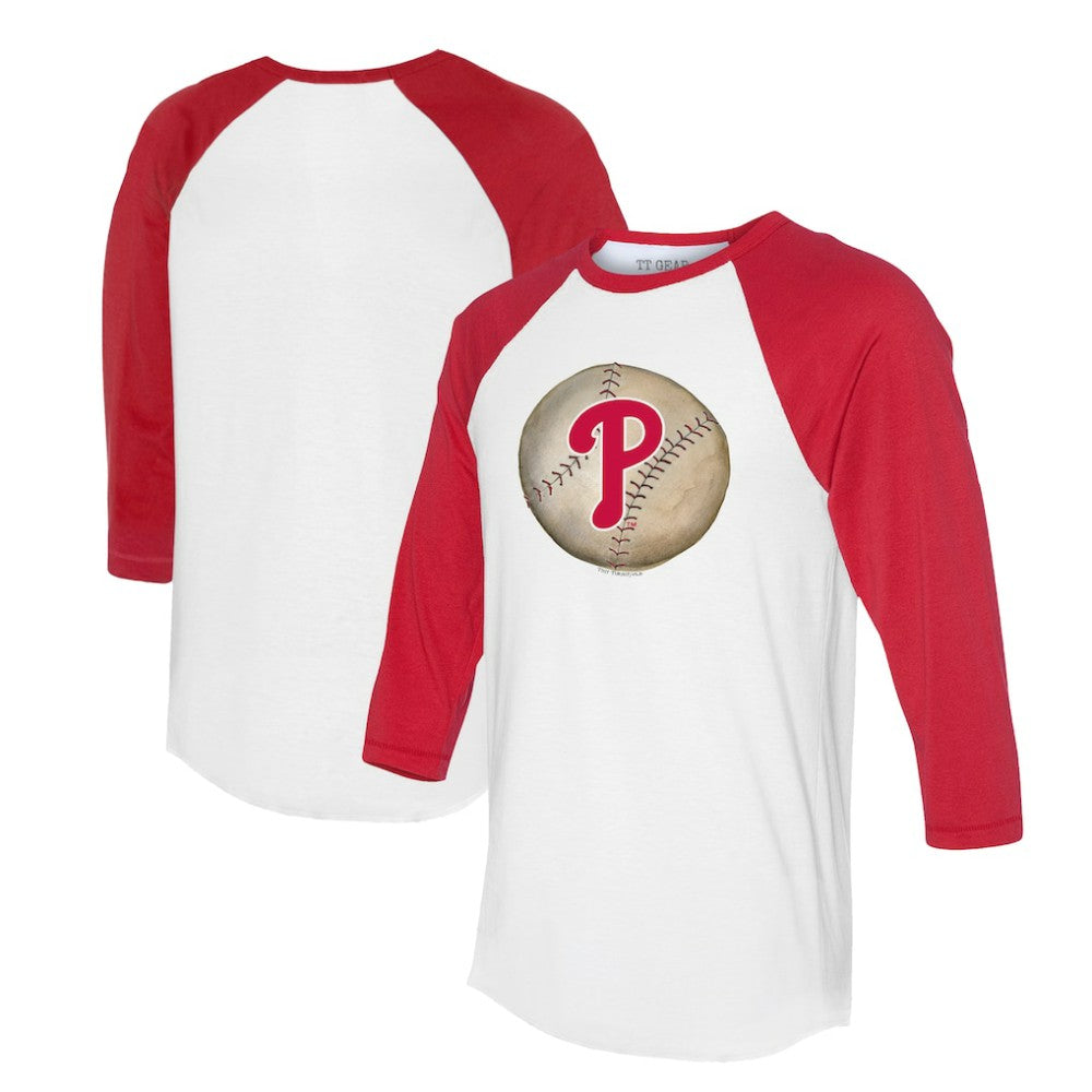 Philadelphia Phillies Tiny Turnip Unisex Stitched Baseball 3/4-Sleeve Raglan T-Shirt White/Red