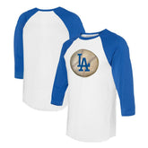 Los Angeles Dodgers Tiny Turnip Unisex Stitched Baseball 3/4-Sleeve Raglan T-Shirt White/Royal