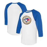 Toronto Blue Jays Tiny Turnip Unisex Stitched Baseball 3/4-Sleeve Raglan T-Shirt White/Royal