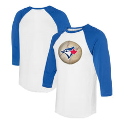 Toronto Blue Jays Tiny Turnip Unisex Stitched Baseball 3/4-Sleeve Raglan T-Shirt White/Royal