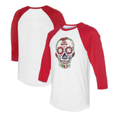St. Louis Cardinals Tiny Turnip Unisex Sugar Skull 3/4-Sleeve Raglan T-Shirt White/Red
