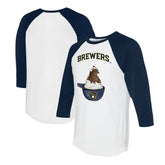 Milwaukee Brewers Tiny Turnip Unisex Sundae Helmet 3/4-Sleeve Raglan T-Shirt White/Navy