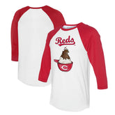 Cincinnati Reds Tiny Turnip Unisex Sundae Helmet 3/4-Sleeve Raglan T-Shirt White/Red
