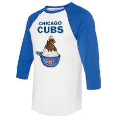 Chicago Cubs Tiny Turnip Unisex Sundae Helmet 3/4-Sleeve Raglan T-Shirt White/Royal