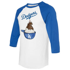 Los Angeles Dodgers Tiny Turnip Unisex Sundae Helmet 3/4-Sleeve Raglan T-Shirt White/Royal