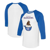 Texas Rangers Tiny Turnip Unisex Sundae Helmet 3/4-Sleeve Raglan T-Shirt White/Royal