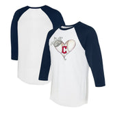 Cleveland Guardians Tiny Turnip Unisex Tiara Heart 3/4-Sleeve Raglan T-Shirt White/Navy