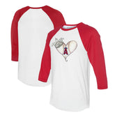 Los Angeles Angels Tiny Turnip Unisex Tiara Heart 3/4-Sleeve Raglan T-Shirt White/Red