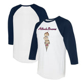 Atlanta Braves Tiny Turnip Unisex Triple Scoop 3/4-Sleeve Raglan T-Shirt White/Navy