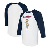 Cleveland Guardians Tiny Turnip Unisex Triple Scoop 3/4-Sleeve Raglan T-Shirt White/Navy