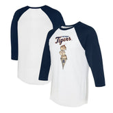 Detroit Tigers Tiny Turnip Unisex Triple Scoop 3/4-Sleeve Raglan T-Shirt White/Navy