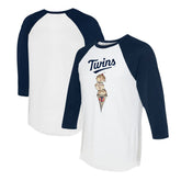 Minnesota Twins Tiny Turnip Unisex Triple Scoop 3/4-Sleeve Raglan T-Shirt White/Navy