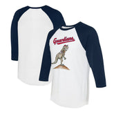Cleveland Guardians Tiny Turnip Unisex TT Rex 3/4-Sleeve Raglan T-Shirt White/Navy
