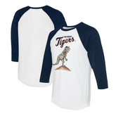 Detroit Tigers Tiny Turnip Unisex TT Rex 3/4-Sleeve Raglan T-Shirt White/Navy