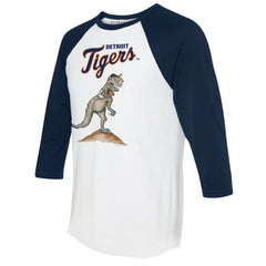 Detroit Tigers Tiny Turnip Unisex TT Rex 3/4-Sleeve Raglan T-Shirt White/Navy