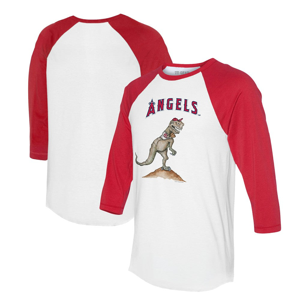 Los Angeles Angels Tiny Turnip Unisex TT Rex 3/4-Sleeve Raglan T-Shirt White/Red