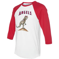 Los Angeles Angels Tiny Turnip Unisex TT Rex 3/4-Sleeve Raglan T-Shirt White/Red
