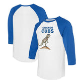 Chicago Cubs Tiny Turnip Unisex TT Rex 3/4-Sleeve Raglan T-Shirt White/Royal