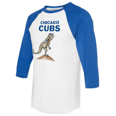 Chicago Cubs Tiny Turnip Unisex TT Rex 3/4-Sleeve Raglan T-Shirt White/Royal