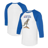Toronto Blue Jays Tiny Turnip Unisex TT Rex 3/4-Sleeve Raglan T-Shirt White/Royal
