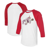 Boston Red Sox Tiny Turnip Unisex Unicorn 3/4-Sleeve Raglan T-Shirt White/Red
