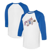 Los Angeles Dodgers Tiny Turnip Unisex Unicorn 3/4-Sleeve Raglan T-Shirt White/Royal