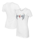 Boston Red Sox Tiny Turnip Women's Angel Wings T-Shirt White