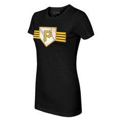 Pittsburgh Pirates Tiny Turnip Women's Base Stripe T-Shirt Black