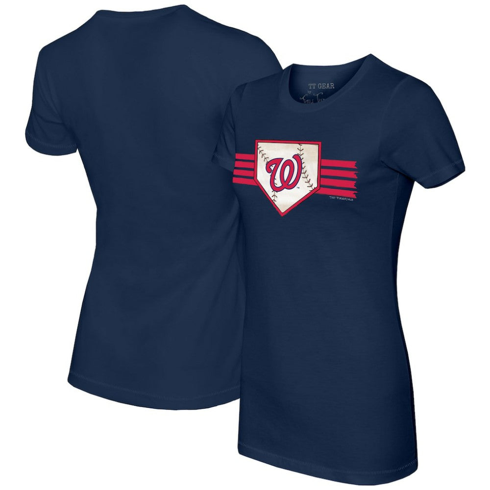 Washington Nationals Tiny Turnip Women's Base Stripe T-Shirt Navy