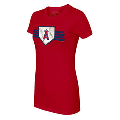 Los Angeles Angels Tiny Turnip Women's Base Stripe T-Shirt Red