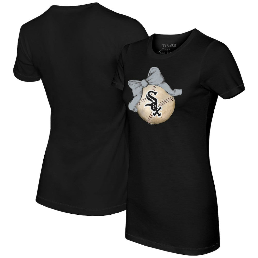 Chicago White Sox Tiny Turnip Women's Baseball Bow T-Shirt Black