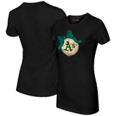 Athletics Tiny Turnip Women's Baseball Bow T-Shirt Black