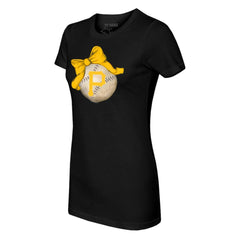 Pittsburgh Pirates Tiny Turnip Women's Baseball Bow T-Shirt Black