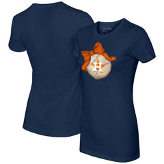 Houston Astros Tiny Turnip Women's Baseball Bow T-Shirt Navy