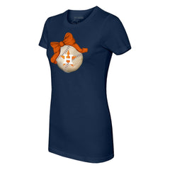 Houston Astros Tiny Turnip Women's Baseball Bow T-Shirt Navy