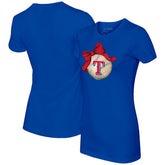 Texas Rangers Tiny Turnip Women's Baseball Bow T-Shirt Royal