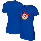 Toronto Blue Jays Tiny Turnip Women's Baseball Bow T-Shirt Royal