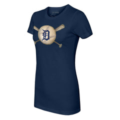 Detroit Tigers Tiny Turnip Women's Baseball Cross Bats T-Shirt Navy