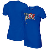 Chicago Cubs Tiny Turnip Women's Baseball Flag T-Shirt Royal