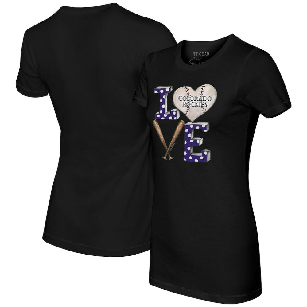Colorado Rockies Tiny Turnip Women's Baseball Love T-Shirt Black