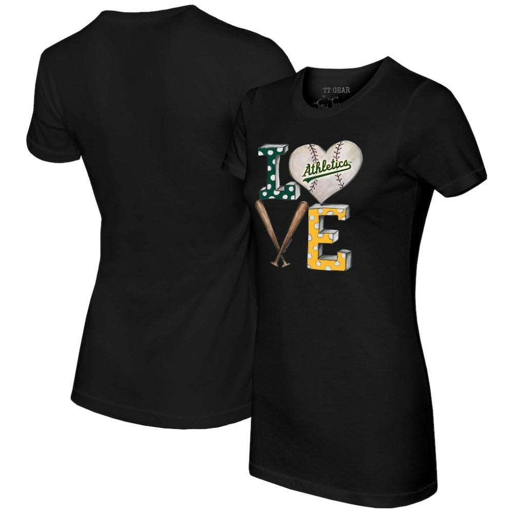 Athletics Tiny Turnip Women's Baseball Love T-Shirt Black