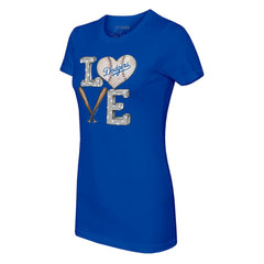 Los Angeles Dodgers Tiny Turnip Women's Baseball Love T-Shirt Royal