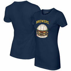Milwaukee Brewers Tiny Turnip Women's Burger T-Shirt Navy
