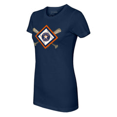 Houston Astros Tiny Turnip Women's Diamond Cross Bats T-Shirt Navy