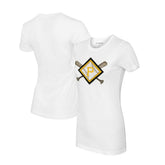 Pittsburgh Pirates Tiny Turnip Women's Diamond Cross Bats T-Shirt White